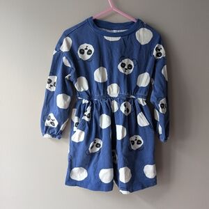 Hanna Andersson Girls Dress With Pandas On Blue Background - Size 3T